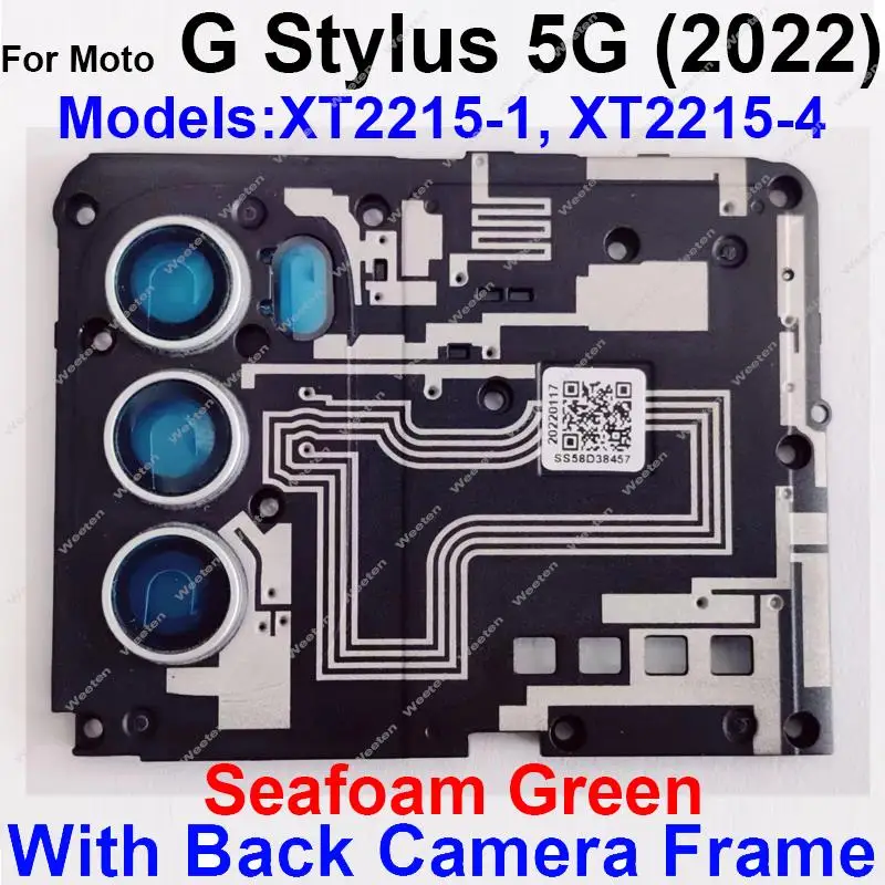 Back Camera Lens Glass with Frame Holder For Motorola MOTO G Stylus 5G (2021) (2022) Rear Antenna Motherboard Cover Spare Parts