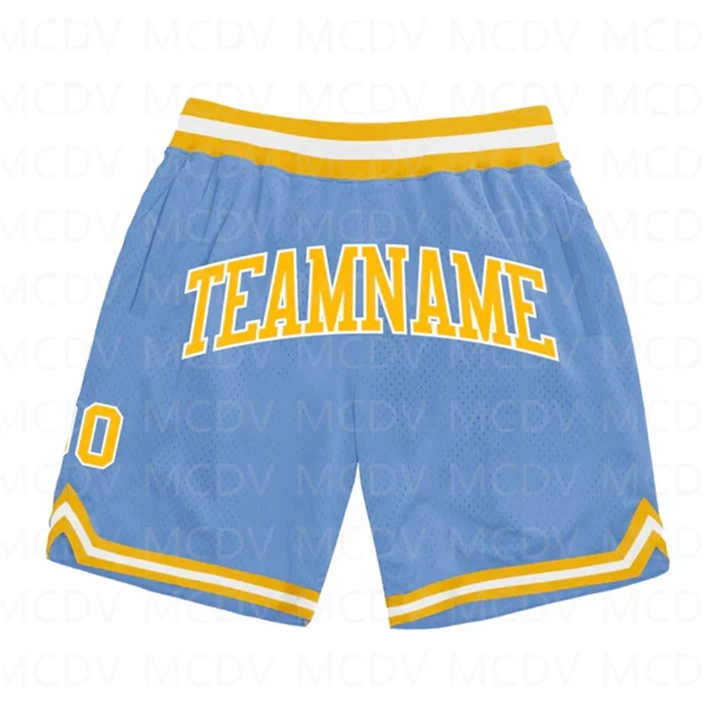 Custom Light Blue Maroon- Authentic Throwback Basketball Shorts  3D All Over Printed Men's Shorts Quick Drying Beach Shorts