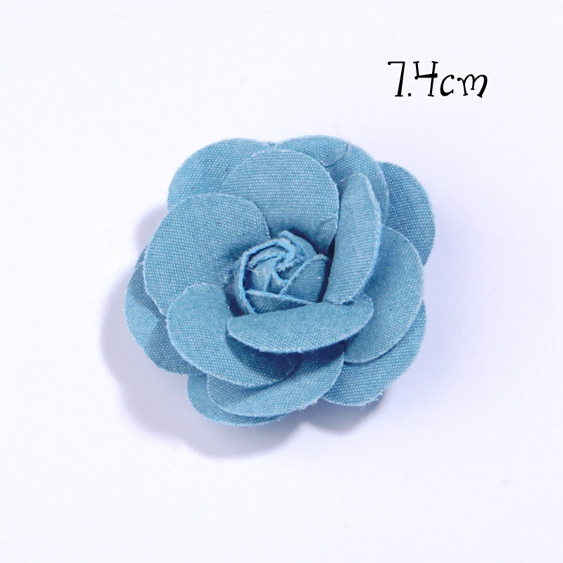 5Pcs Denim Fabric Artificial Flower Clothes Hats Dress Decoration Handmade Headdress Craft Decor DIY Hair Accessories Supplies