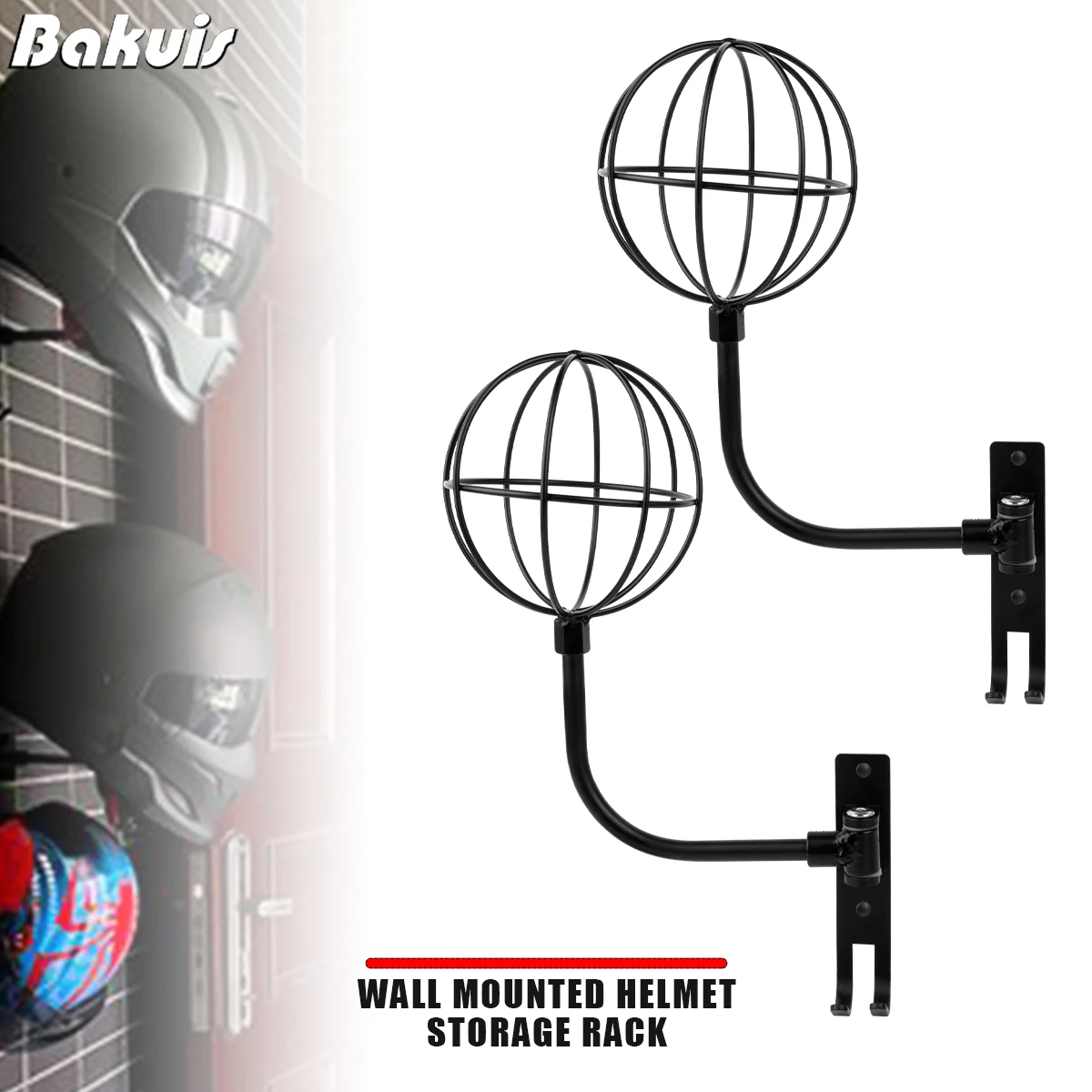 

Motorcycle Helmet Holder Wall Mount 180° Rotation Helmet Hanger With Hook Helmet Stand Rack Storage Hook For Motorcycle