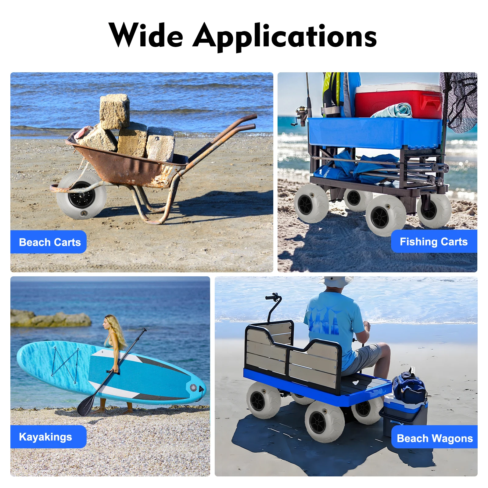 9 بوصة 2x عجلات عربة الشاطئ عجلات قابلة للنفخ استبدال إطار الشاطئ بالون