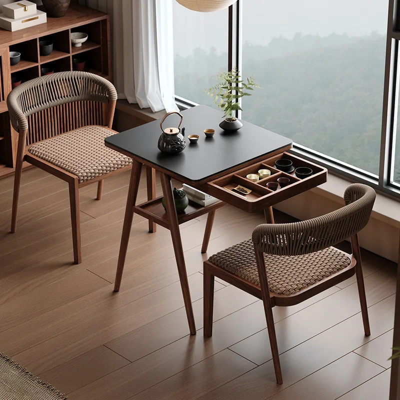 Balcony Leisure tables and chairs Small apartment with one table and two chairs Storage tea cabinet tea table and chairs