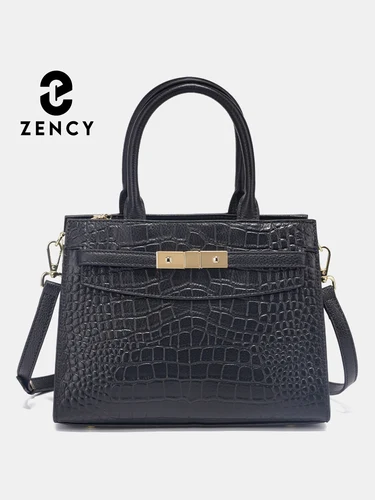 Imagen 1 del producto Bolsos Zency de piel de vaca de alta calidad para mujer, bolso con asa superior de cuero auténtico para el trabajo, bolso cruzado de marca de diseñador de lujo para mamá