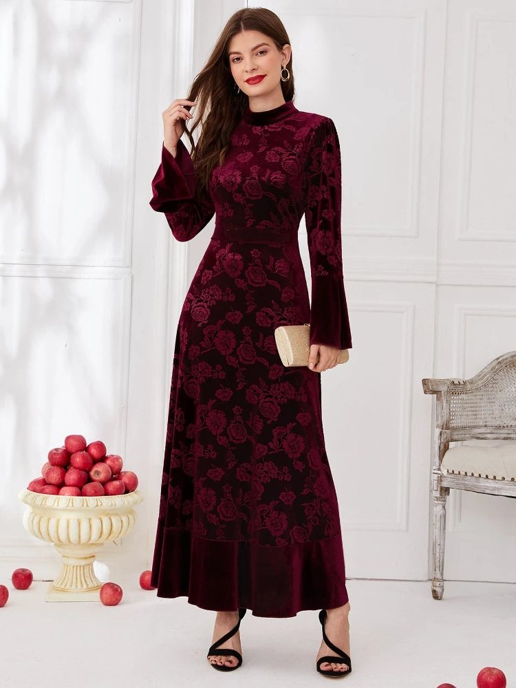 

Autumn Morocco Dress Muslim Women Velvet Abaya India Abayas Dubai Turkey Islam Party Dresses Kaftan Robe Longue Vestidos Largos