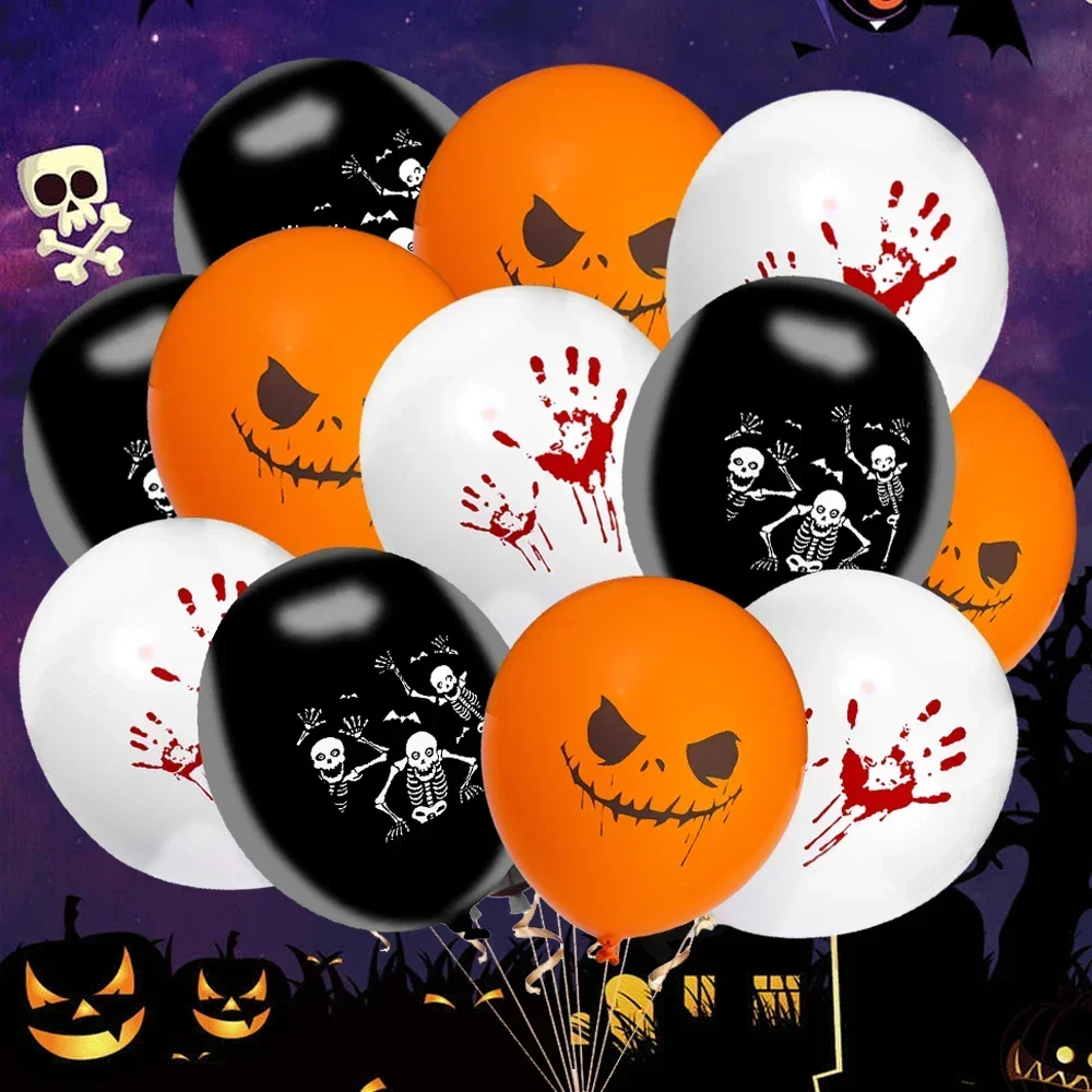 120-1PCS Halloween Foil Balloons Black Orange Ghost Inflatable Latex Balloon Kids Toys Halloween Festive Party Decoration Gifts