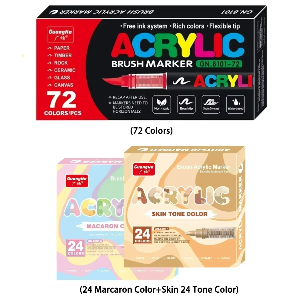12-120 Colors Acrylic Paint Markers Brush Tip, Professional-Grade Paint Pen for Rock, Glass, Plastic, Fabric & Creative Crafts