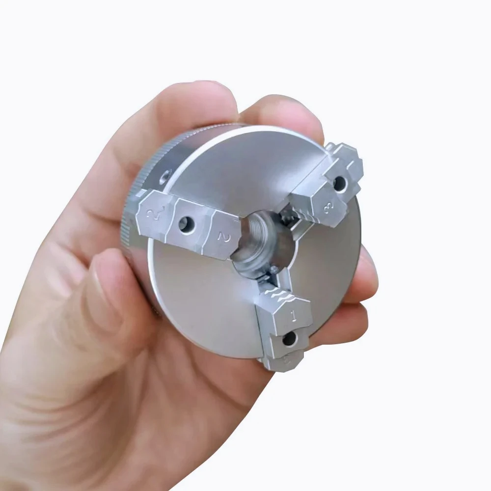 

AE-50mm Mini Three Jaw Chuck for Lathe Bench GrinderElectric Drill Aluminum Alloy Self Centering Woodworking Turning Chuck