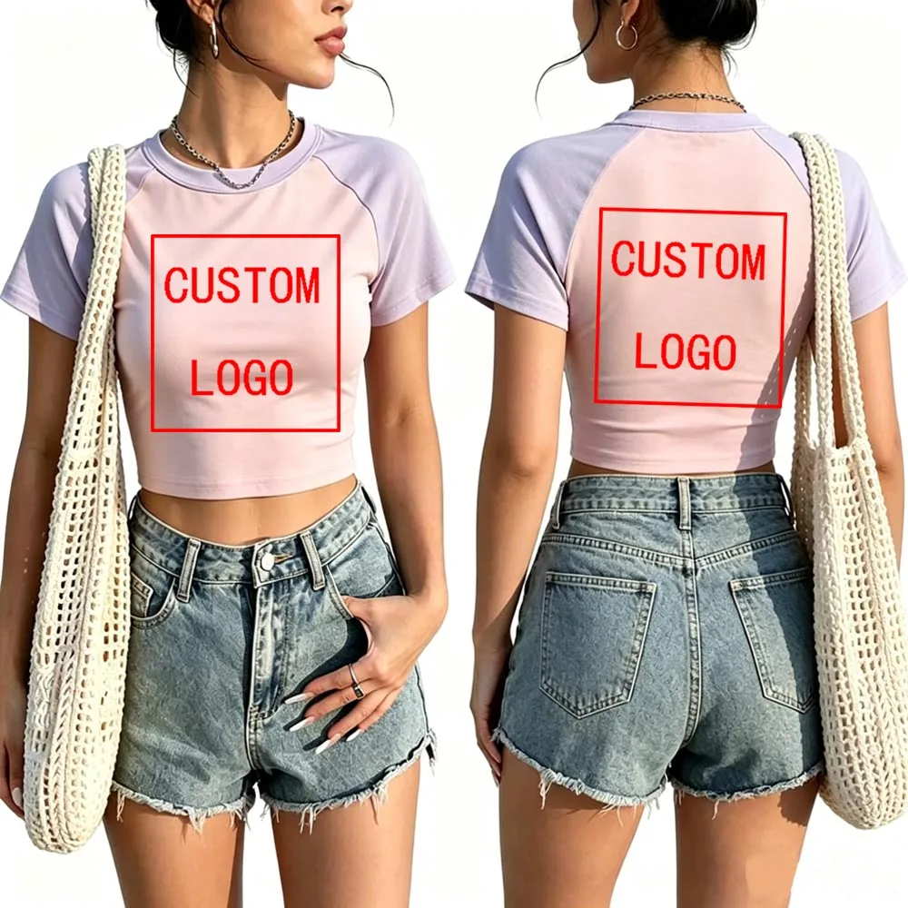 Camisetas Personalizadas con Logotipo de tu Marca, Tops Cortos para Mujer, Moda Femenina, Cuello Redondo, Manga Corta, Regalos Personalizados