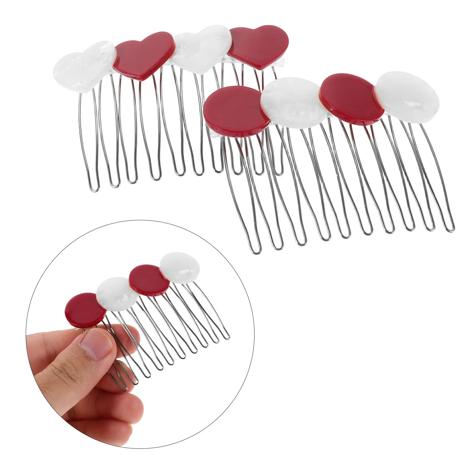 4Pcs Heart Circle Hair Clips Set Acetate Lightweight Elegant Sweet Design Secure Grip for Daily Party Valentine Outfits Hair