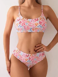 Bikini Sexy 2025, traje de baño para mujer, traje de baño femenino, conjunto de Bikinis de cintura alta, traje de baño brasileño de cuello alto para nadar en la playa