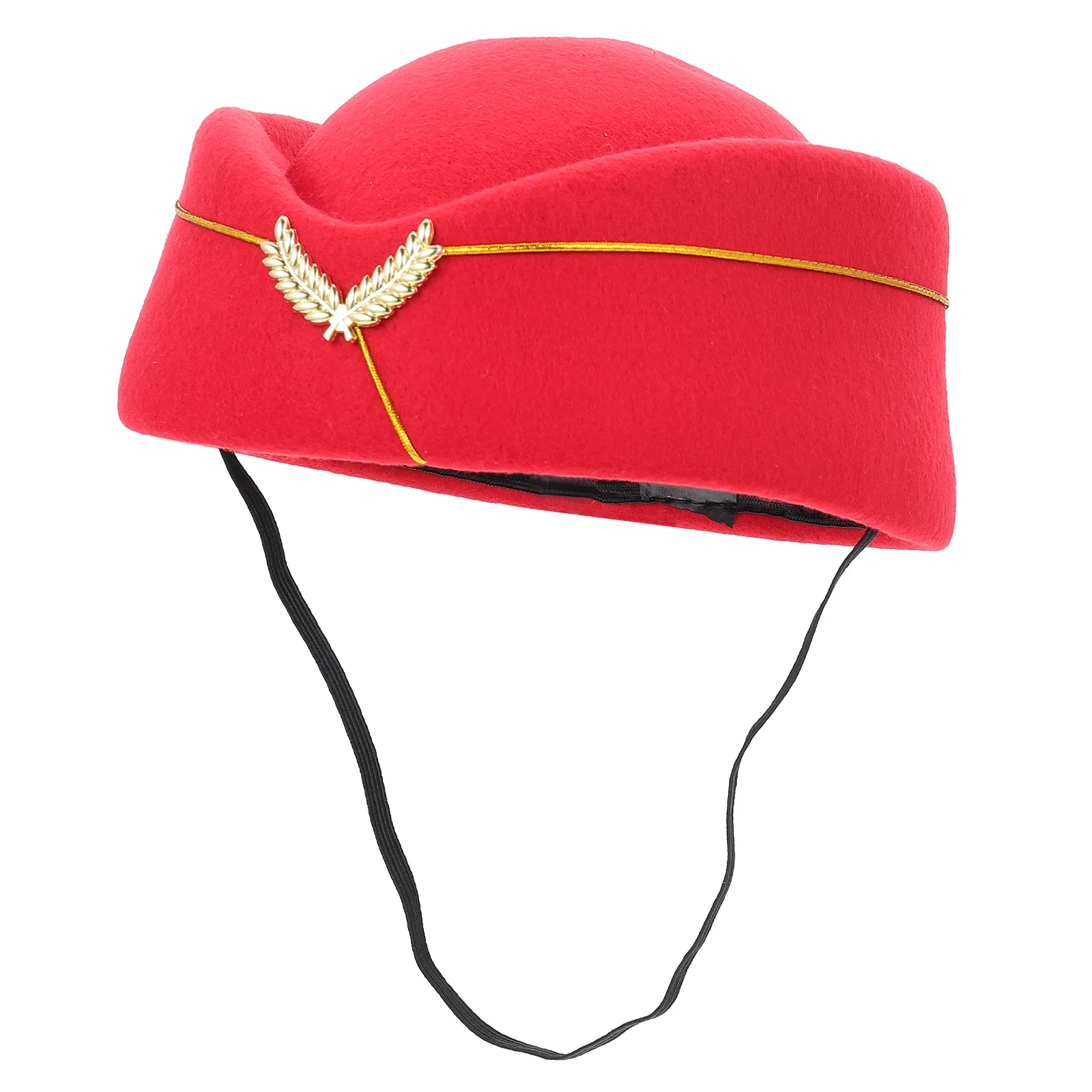 

Stewardess Hat Attendant Bright Red Easy Wear Costume Party Stage Flight Attendant Hat Pillbox
