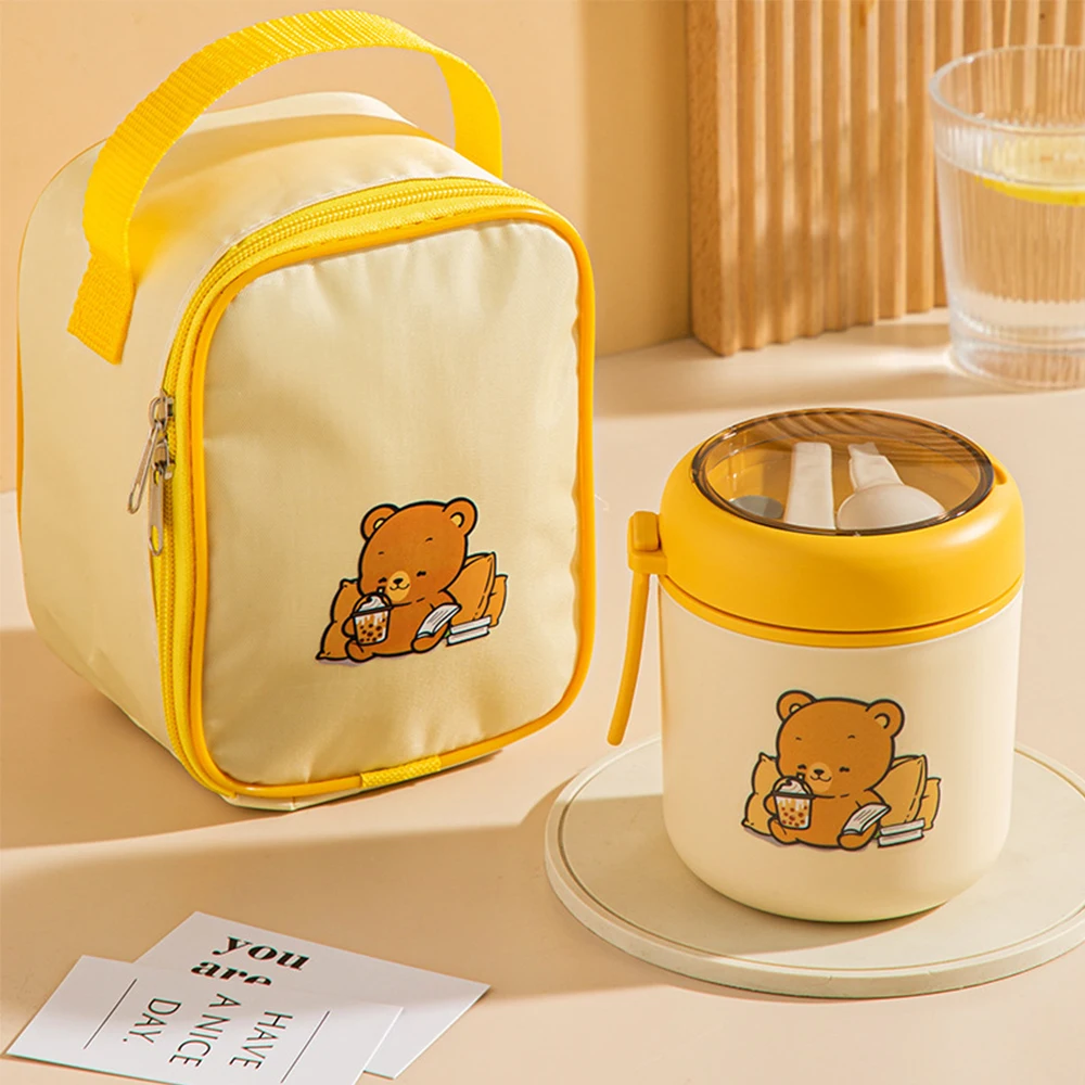 

304 Stainless Steel Lunch Box With Spoon Insulated Lunch Bag Food Warmer Soup Cup Thermos Containers Bento Box For Kids School