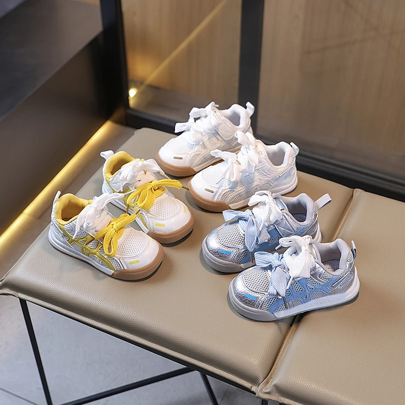 

2025 New Children's Sports Shoes Spring and Autumn New Style Girls' Mesh Breathable Casual Board Shoes Lightweight Student Shoes