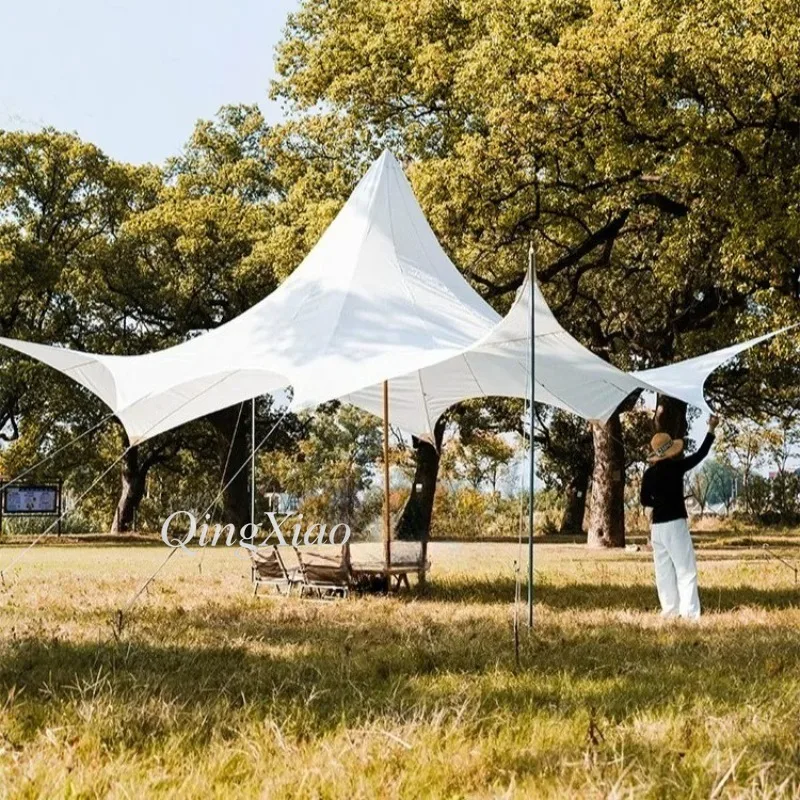 7.5x4.2x4M Large Camping Tarp Tent Waterproof UV Blocking Sun Shade Canopy Grade Awning for Outdoor Parties Backyard & Campsite