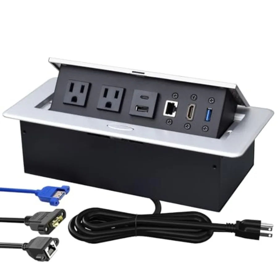 

Conference Table Power Hub Pop up Power Outlet with 20W Type-C PD Fast Charging HDMI 4K Multiport Office Desk Charging Station
