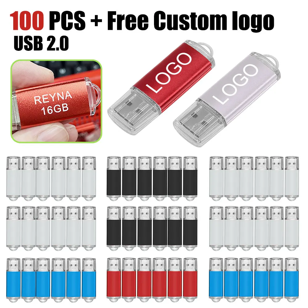 

100pcs/lot USB 2.0 Flash Drive 64GB 32GB Pen Drive Memory Stick Pendrive 4GB 8GB 16GB U Disk Thumb Flash Disk Gift Free laser