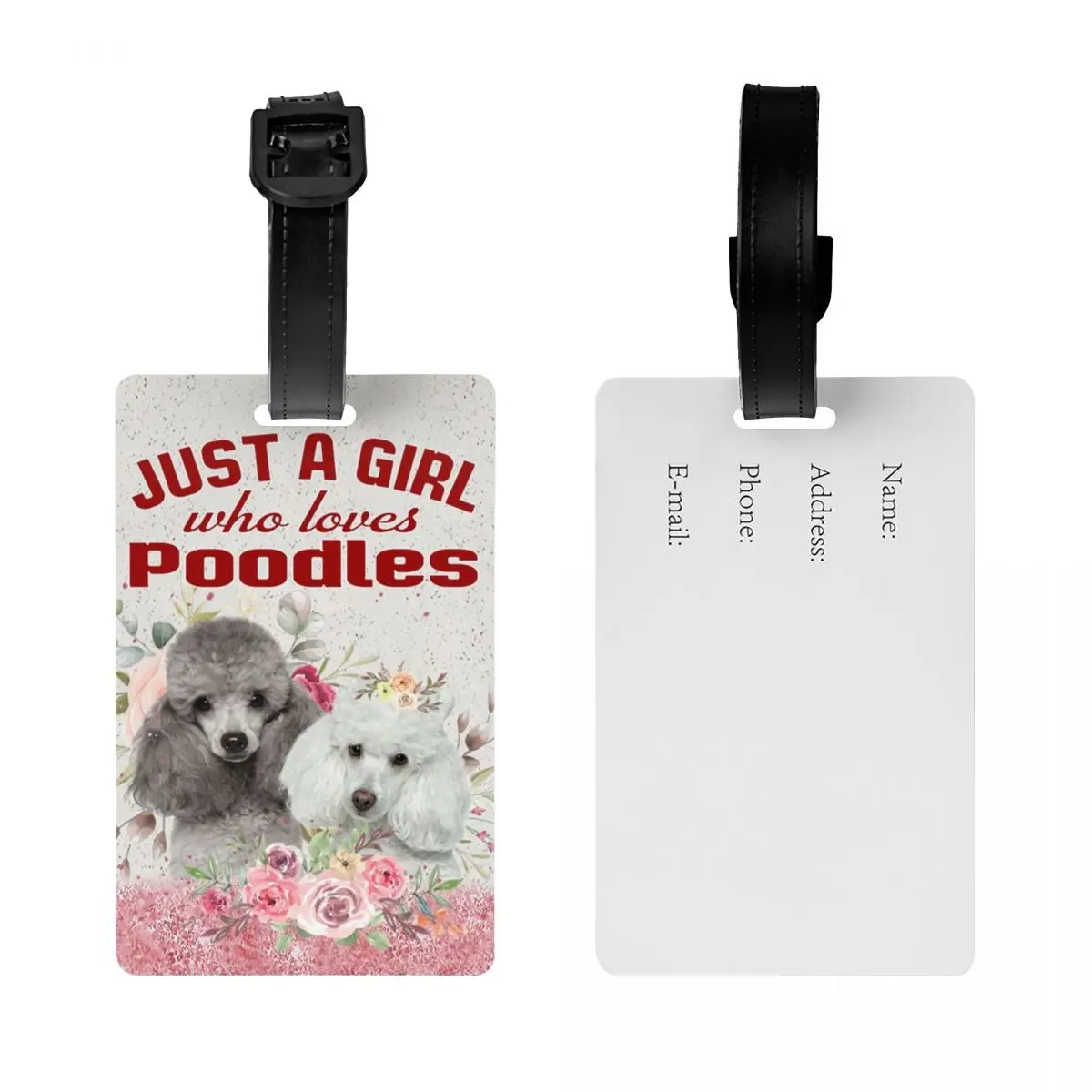 Custom Poodle Graphic Luggage Tag for Suitcases Pudel Dog Lover Privacy Cover ID Label