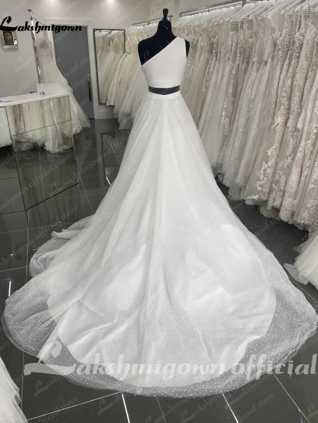 Lakshmigown duas peças um ombro praia vestido de casamento 2023 tule macio a linha vestidos de casamento novia