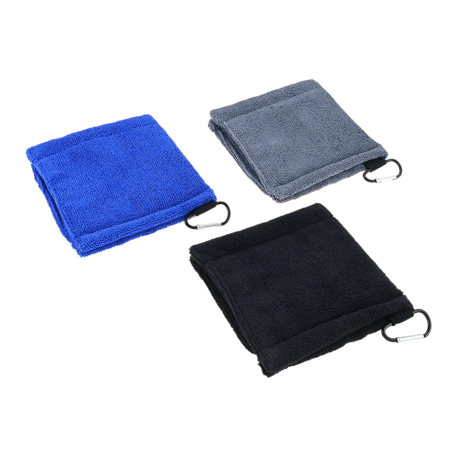 

2pcs Microfiber Golf Ball Cleaning Towel with A Snap Hook Double Fold Style Lightweight Small Size 14 X 13.5cm Golf Training Aid