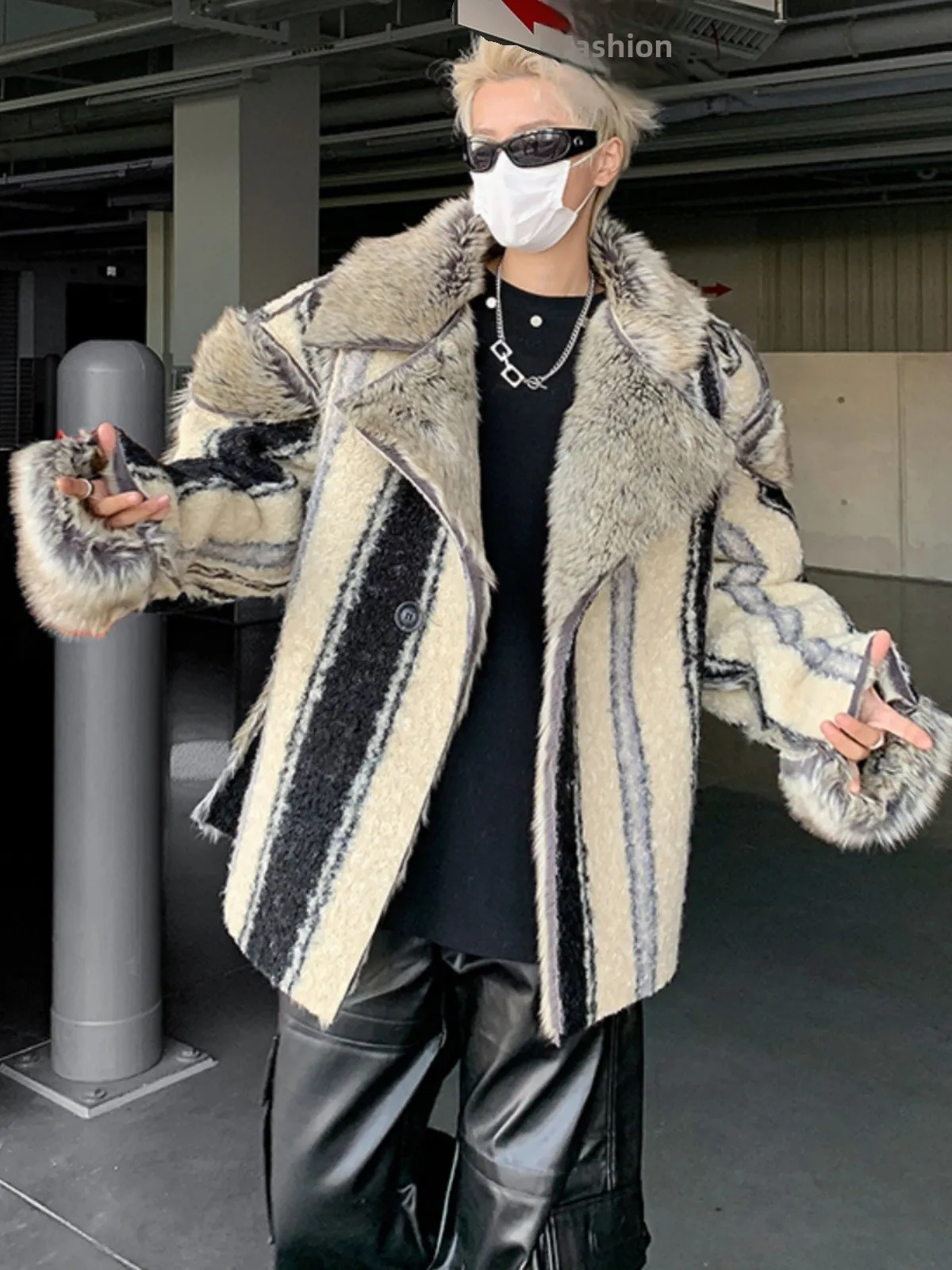 

American Retro Lamb Velvet Cotton Jaet Men's High-End Sensation Cool Leather Fur Inteated Coat Couple Cotton Padded Jaet