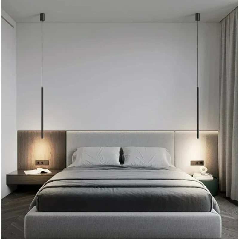 

Длинная трубка H50 см, подвесной светильник для прикроватной тумбочки, спальни, подвесной светильник для гостиной, минималистичная роскошная люстра, подвесной светильник, черный