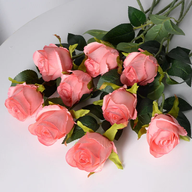 Rosa búlgara de plástico, flor Artificial, rama larga, rosas, decoración de habitación del hogar de alta gama, ramo, decoración para dormitorio y sala de estar