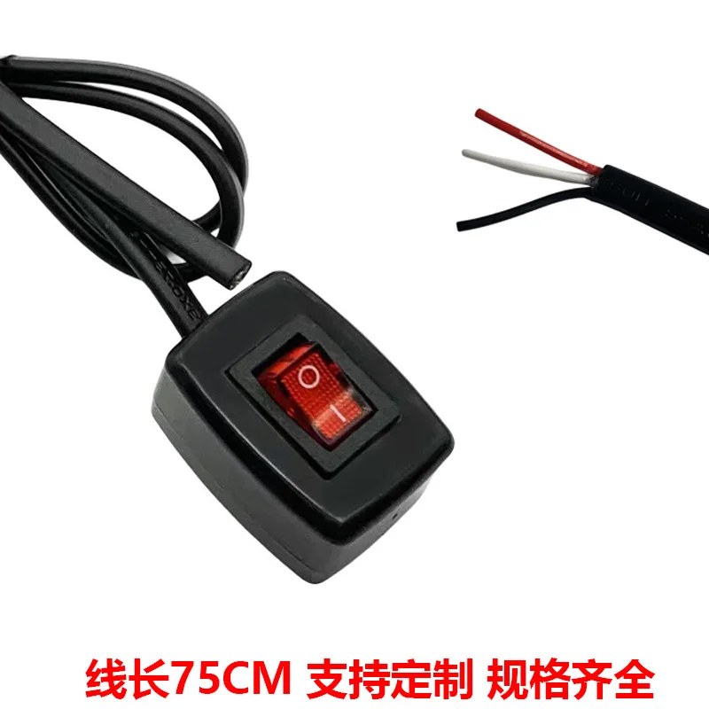 12V 24V Car Rocker Switch with 75cm Wire 3A LED On Off Self Lock Dash Switch for Auto Boat Motorcycle Water Pump Modification