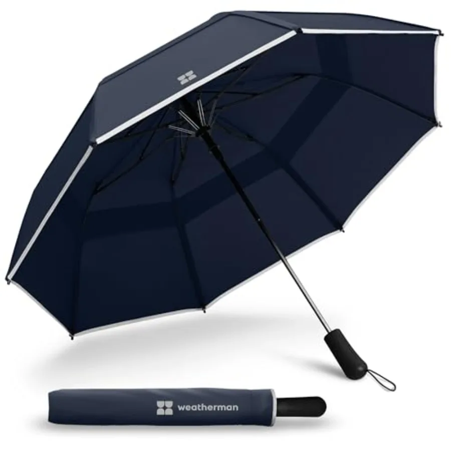 

Premium Collapsible Travel Umbrella - Windproof, Compact, Easy Auto Open - Resists Up to 55 MPH Winds - Perfect for Rain, Wind,