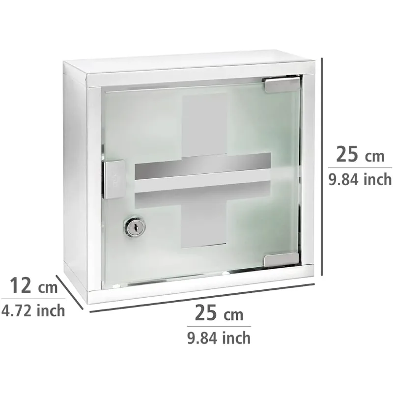 Medicine Cabinets with Lock, Wall Mounted Over The Toilet Storage Shelves, First Aid Bathroom Wall Cabinet with Safety Glass