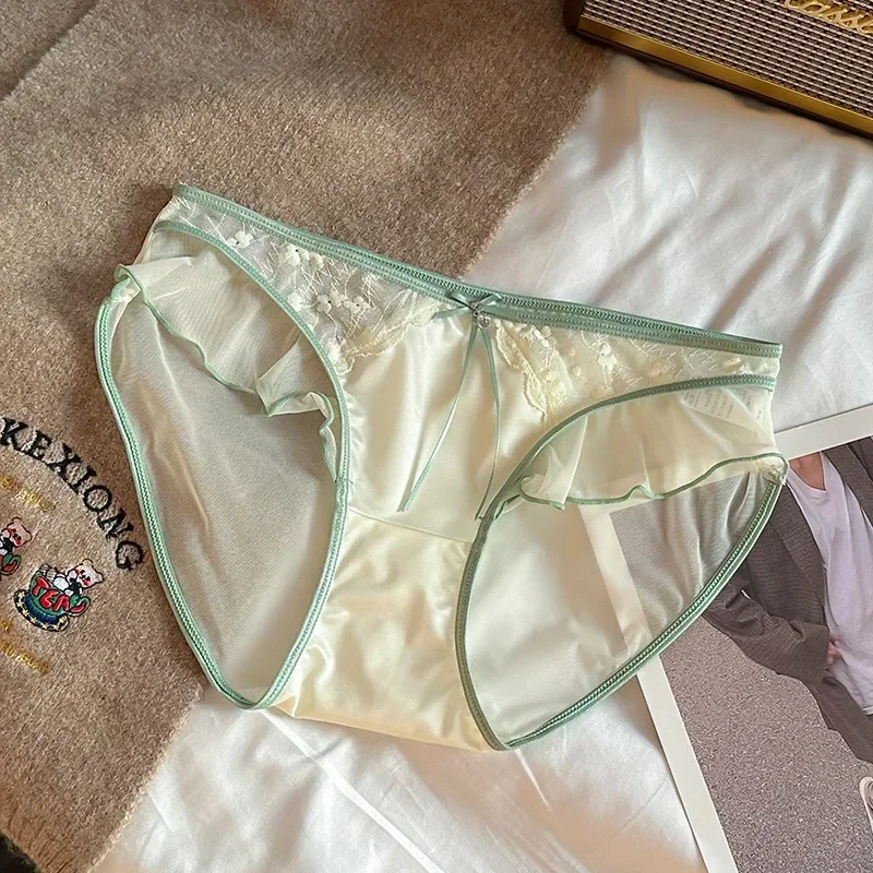 

Эстетические трусики Liberation с высокой талией и низкой прозрачной кружевной отделкой с рюшами, как шепот, бесшовные на весь день