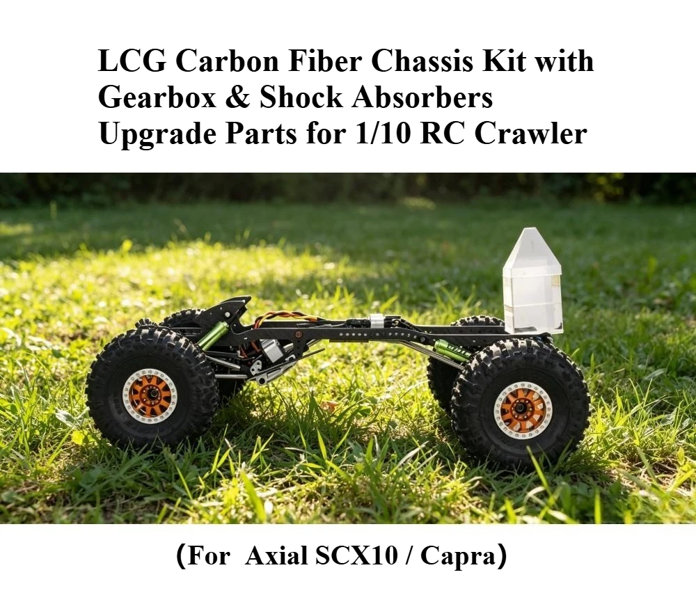 For Axial SCX10 Capra LCG Carbon Fiber Chassis Kit With Gearbox Shock Absorbers 1/10 RC Crawler High Rigidity Upgrade Parts