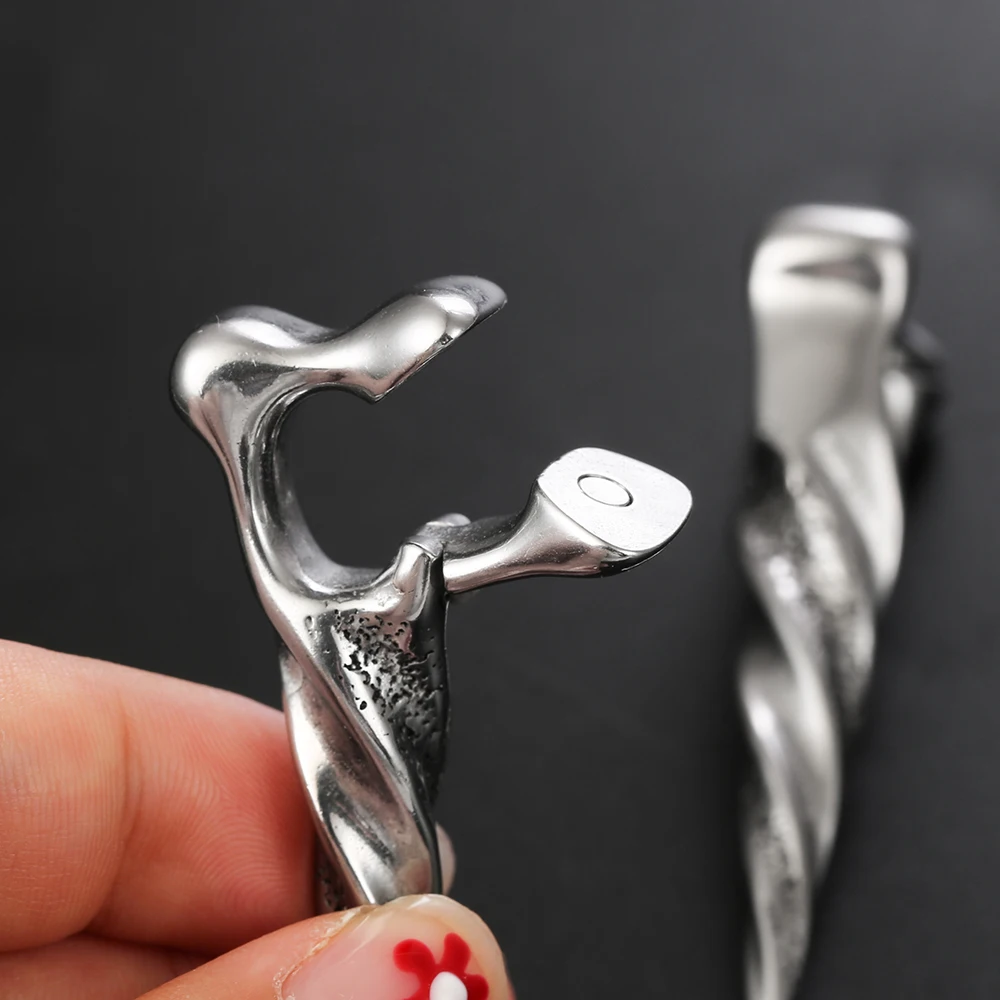 Giga 1/2Pcs 12mm(1/2") Sharp Cone Stainless Steel Ear Weights Hanger Dangle Gauges Earrings for Stretched Piercing Body Jewelry