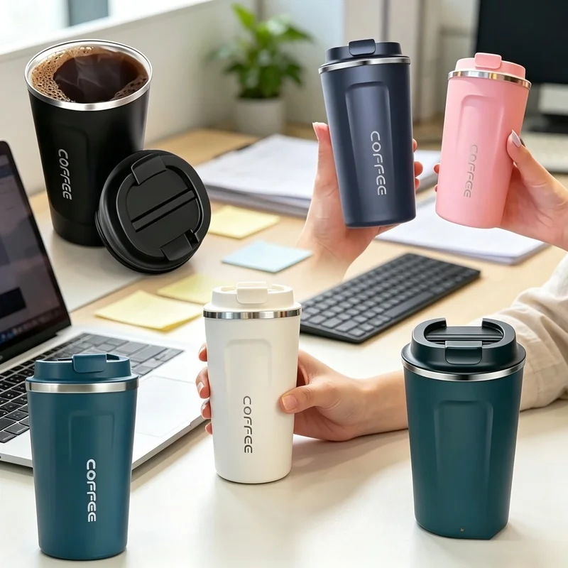 510ML Double‑Wall Stainless Steel Insulated Coffee Mug Leakproof Portable Travel Thermos Cup for Coffee Tea Water
