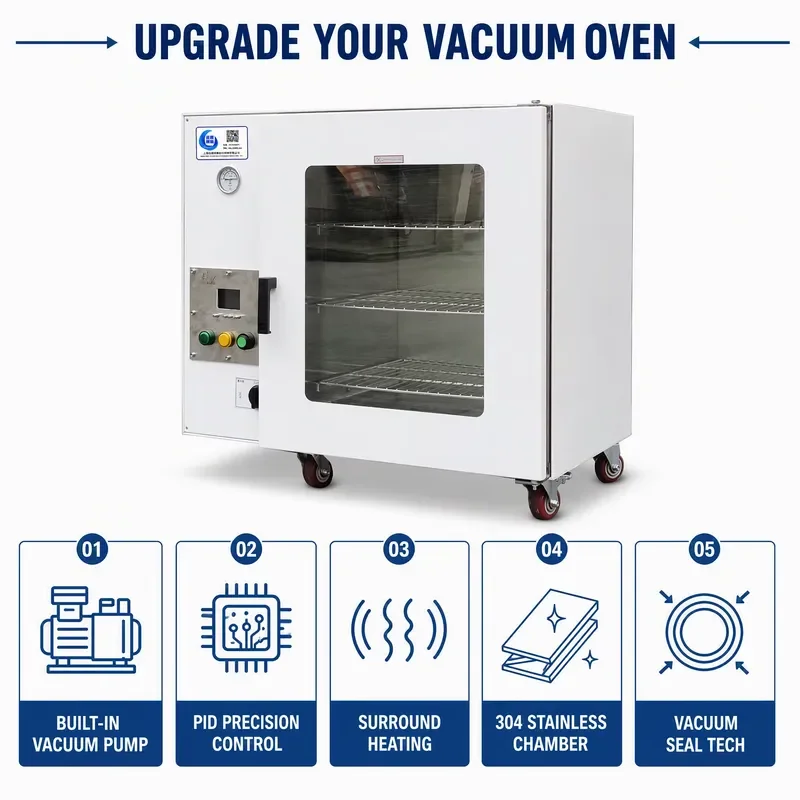Custom Benchtop Explosion Proof Vacuum Drying Oven 304 Stainless Steel Chamber PID Digital Control 250C for Lab Chemical