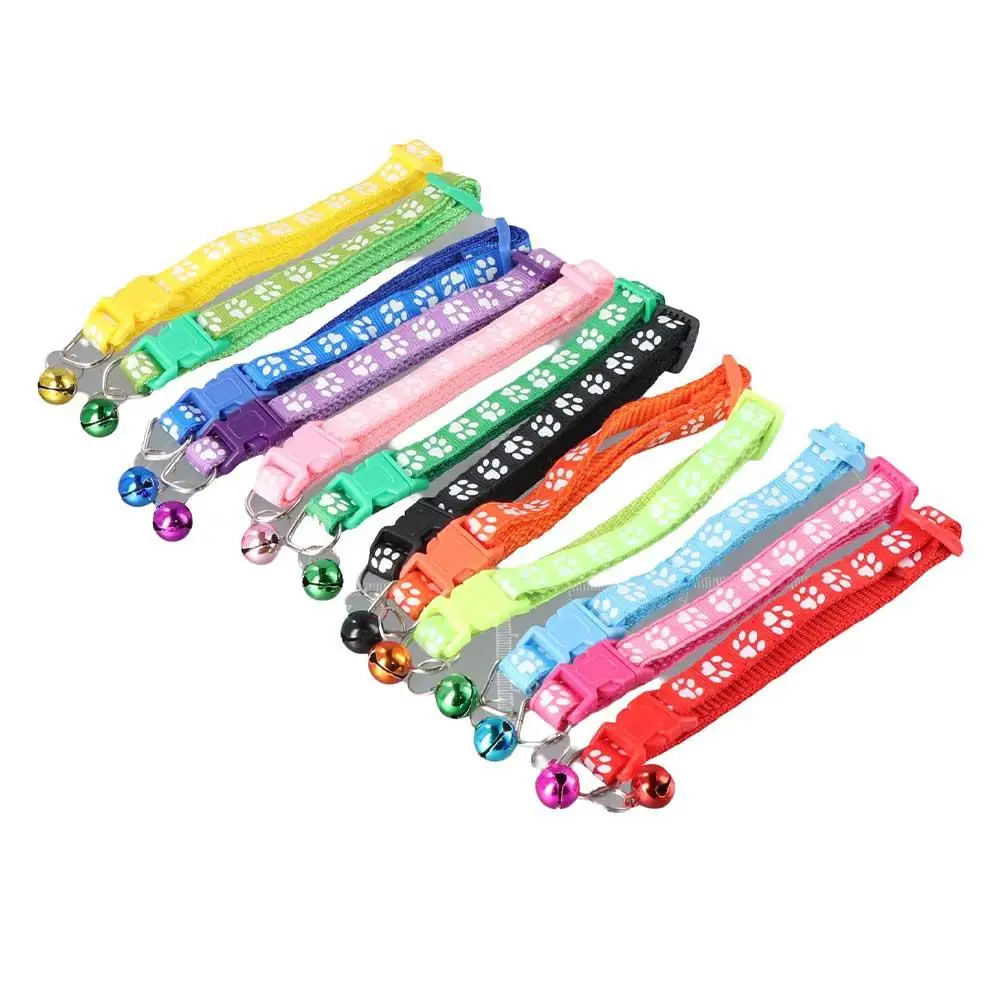 

Small Adjustable With Bell Easy Wear Cat Paw Print Pet Collar Cat Necklace Grooming Accessories Pet Supplies