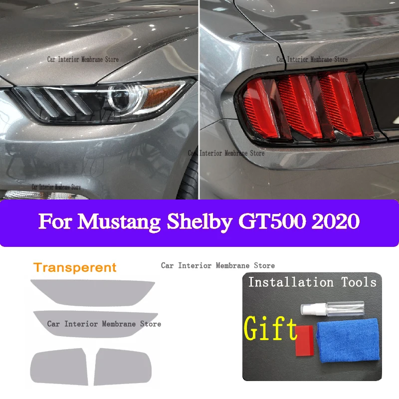 

Для Mustang Shelby GT500 2020, задняя фара, Стайлинг автомобиля, наклейка на фары, ТПУ, дымчато-черная защитная пленка для задних фонарей, аксессуары