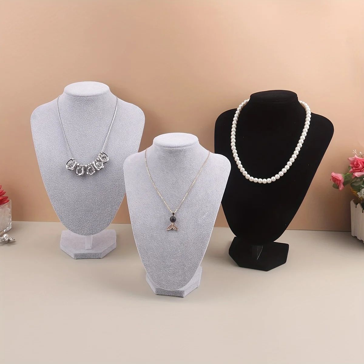 Présentoir à bijoux en velours, support pour colliers, organisateur de bijoux, mannequin de présentation pour colliers