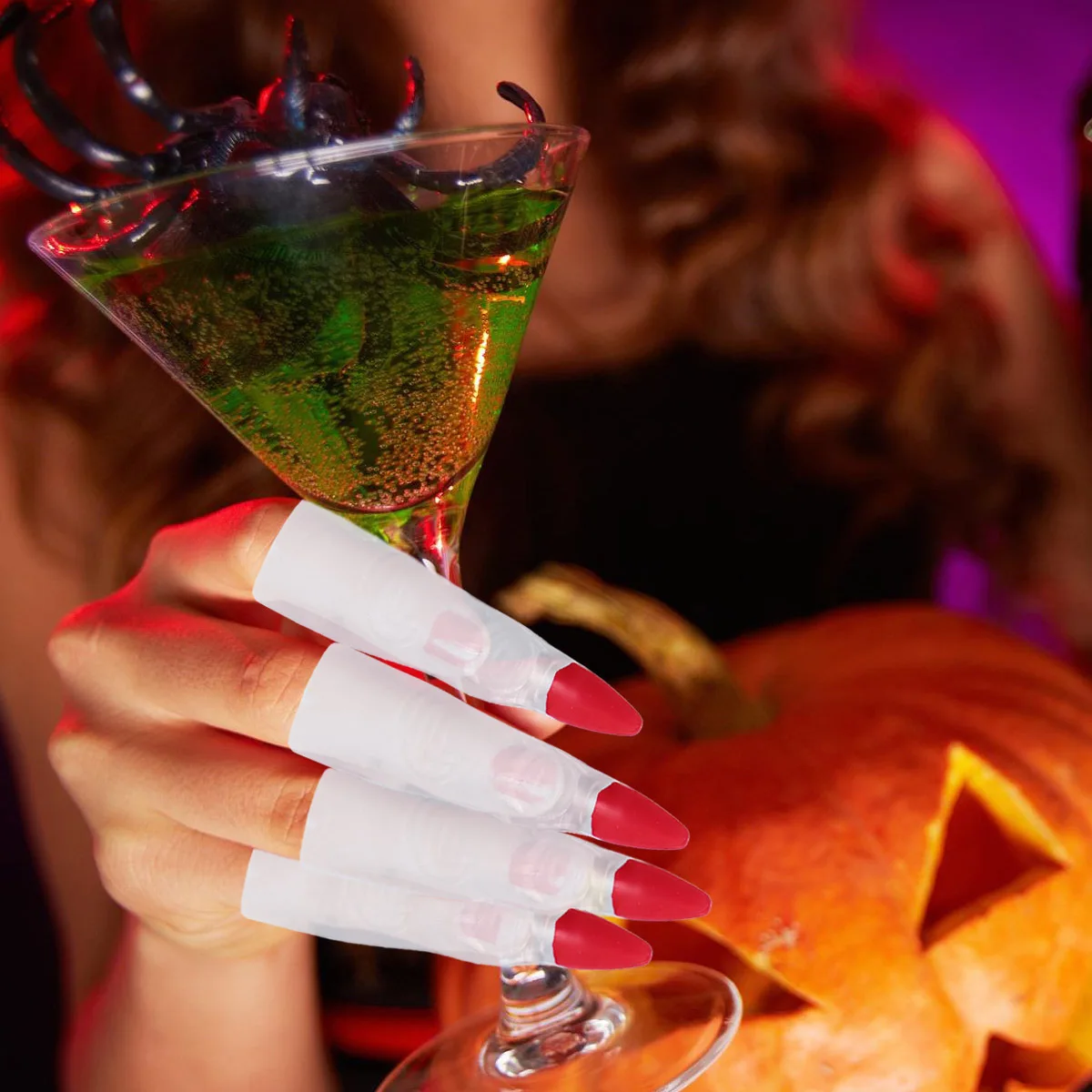 30Pcs Fake Fingers Nail Scary Vivid Luminous Halloween Props Zombie Nails Cover for Costume Party Fake Fingers Nail