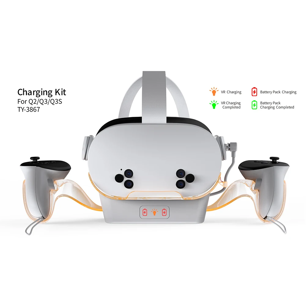 Charging Station Dock with 2 Rechargeable Batteries for Meta Quest 3S/Quest 3/Quest 2 Accessories