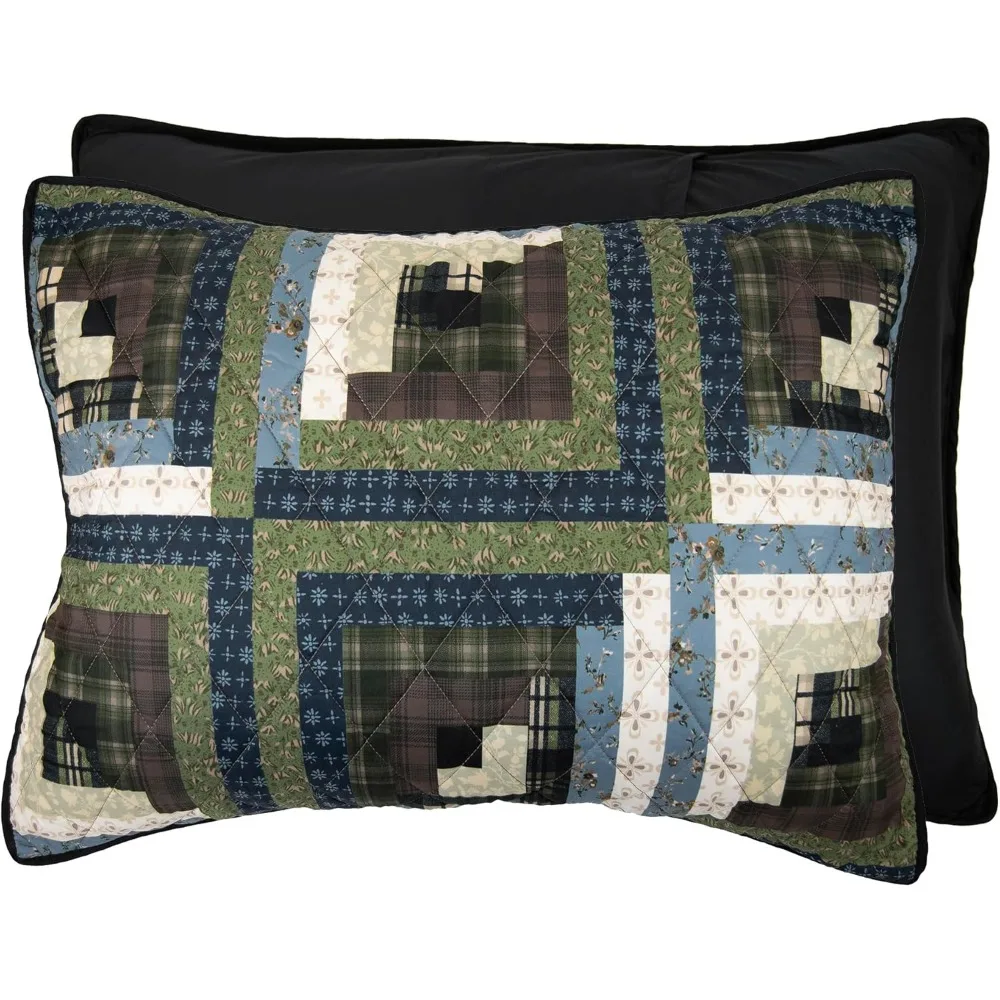 طقم لحاف خفيف الوزن على طراز لودج لسرير كينج - 3 قطع مع لحاف وسادتين، تصميم فورست هيل #6