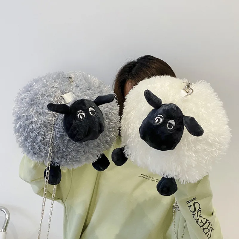 The Sheep Soft peluche borsa a tracolla borsa a tracolla per bambola di animali di pecora divertente per regalo di natale per bambini adulti