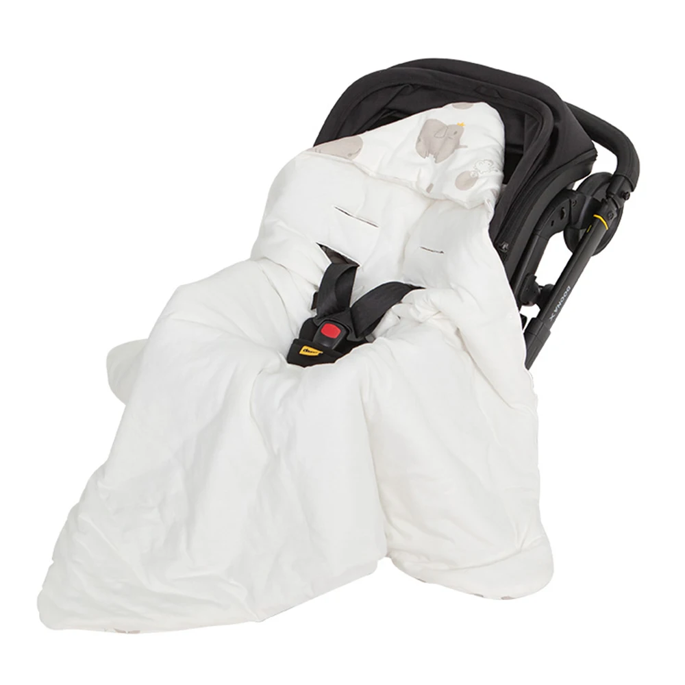 Newborn Baby Blanket With Windproof Hooded In Infant Car Seat Warm For Newborn Hospital Discharge Grey Elephant 0-6 Months