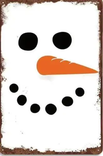 SNOWMAN FACE CHRISTMAS METAL TIN SIGN WALL WINTER SNOWMAN DECOR WALL PORCH ART