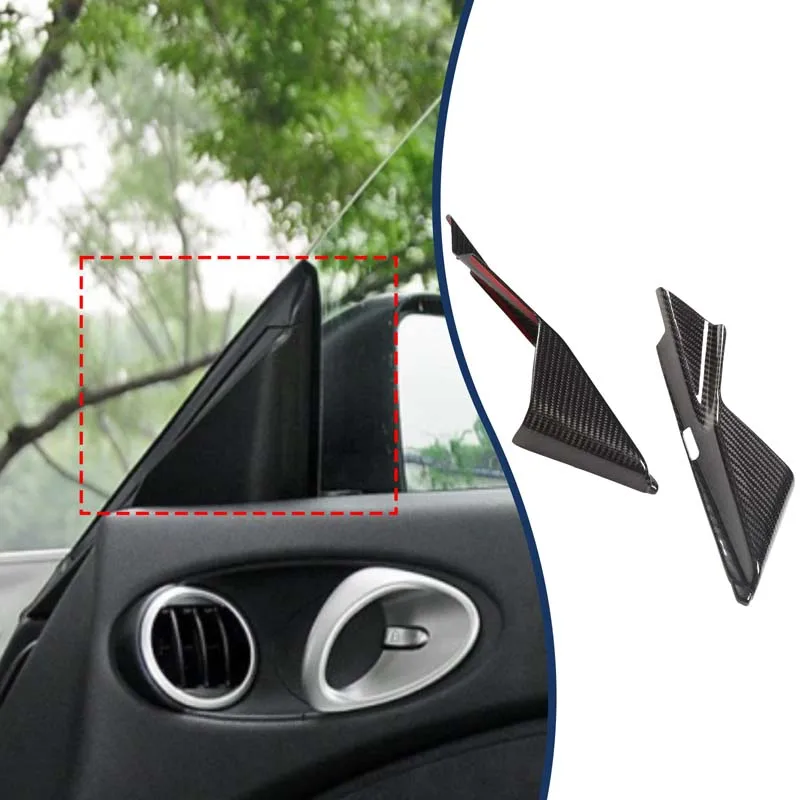 

2piece set For Nissan 370Z 2009-2020 Real carbon fiber car front inner triangular pillar decorative sticker car accessories