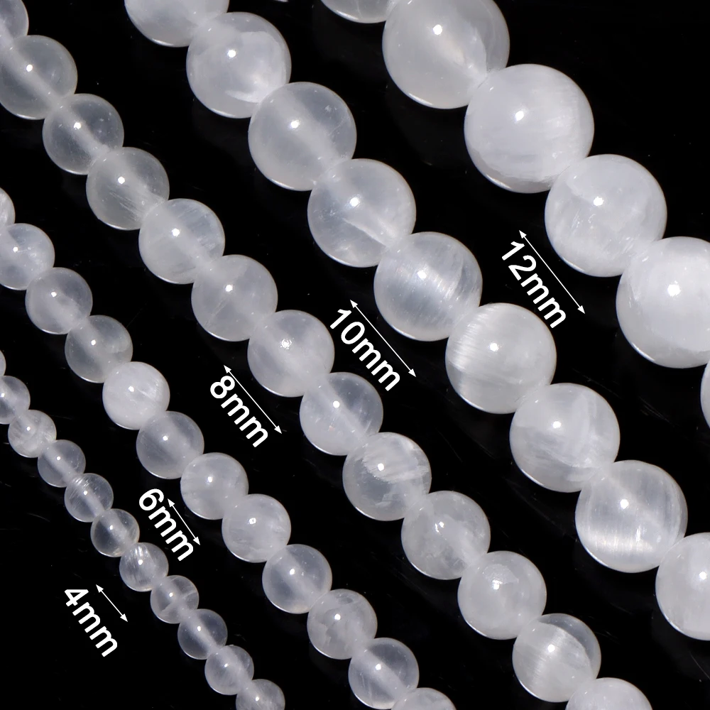 1 Strand 4 6 8 10 12mm Natural Selenite Stone Beads Round Loose Spacer Beads For Jewelry Making Diy Necklace Bracelet Accessory
