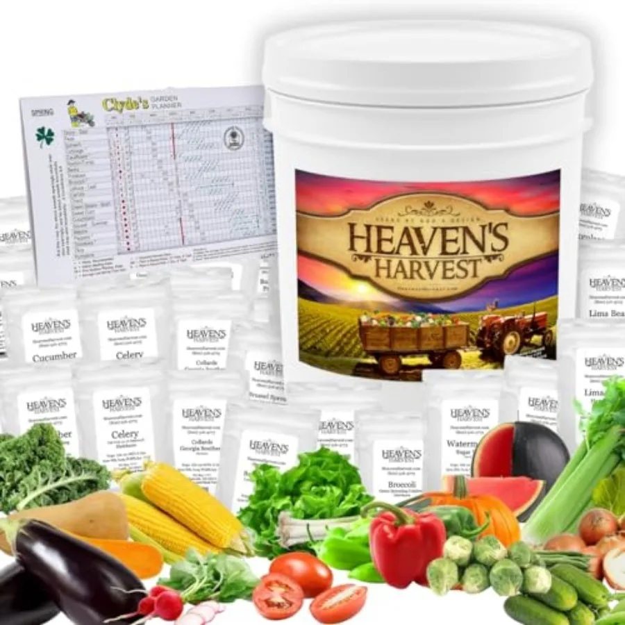 

Heaven's Harvest - 10 Year Survival Or Homestead Garden 25k+ Heirloom Vegetable Seed Bank Kit Includes Free Clyde's Garden Plan