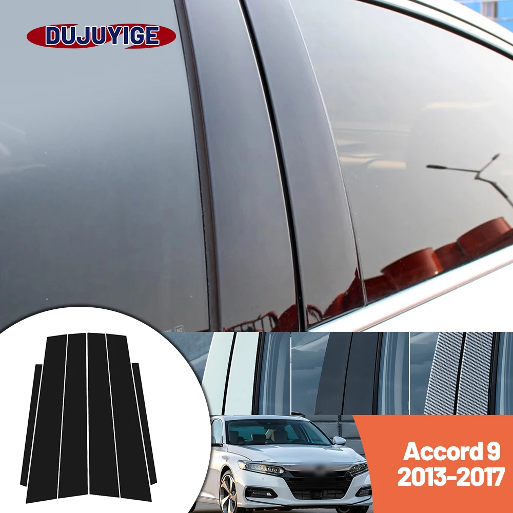 

Bright black carbon fiber door and window B C Pillar sticker suitable For Honda Accord 9 2013-2017 2014 2015 2016