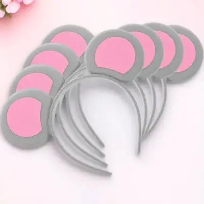 

Набор из 4 повязок на голову с ушками мыши, из гладкой ткани, нескользящие, регулируемые, отлично подходят для взрослых женщин, косплея, костюмированных вечеринок, Хэллоуина