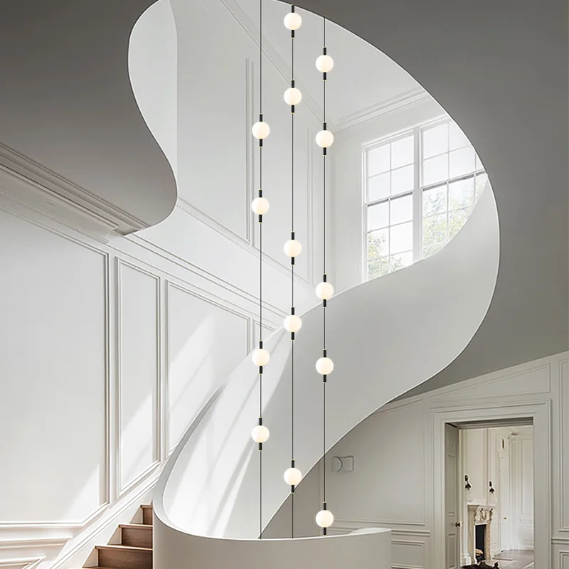 Minimalist Chandelier Villa Revolving Staircase Pendent Lamp Hotel Hall Hanging Lamp For Ceiling Lamps Nordic Hanging Chandelier