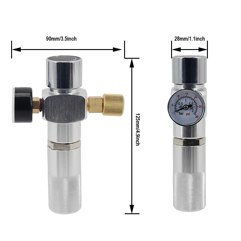 Coffee Beer Mini Nitrogen Charger N2 Gas Regulator with Gas Ball Lock Disconnect Aluminum 0‑30PSI PSI For Coffee Cocktail Refill